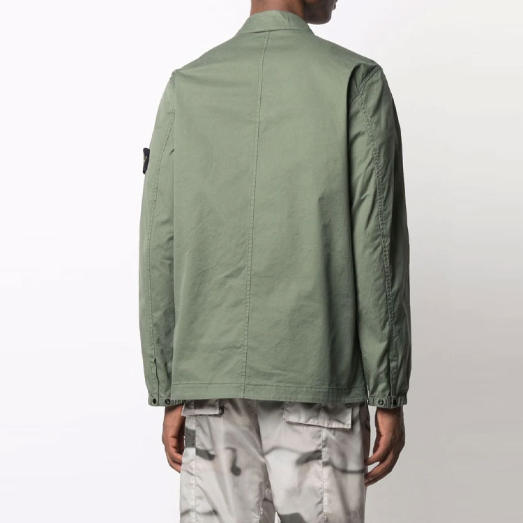 STONE ISLAND  Green Solid Zip Pocket Collared Jacket 751510610-V0055 圖 4