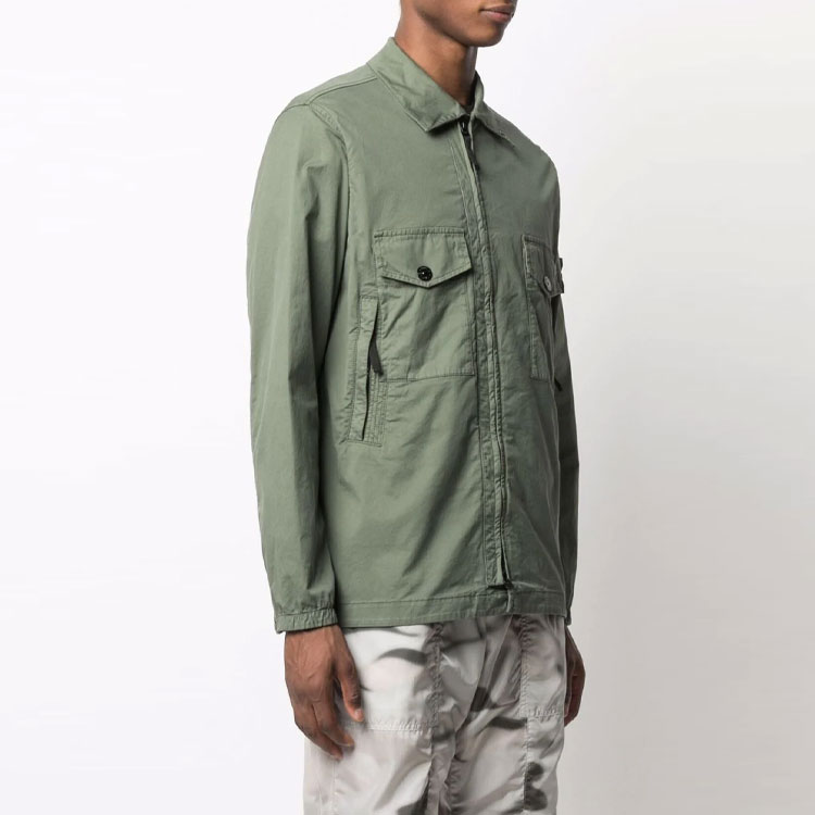 STONE ISLAND  Green Solid Zip Pocket Collared Jacket 751510610-V0055 圖 5