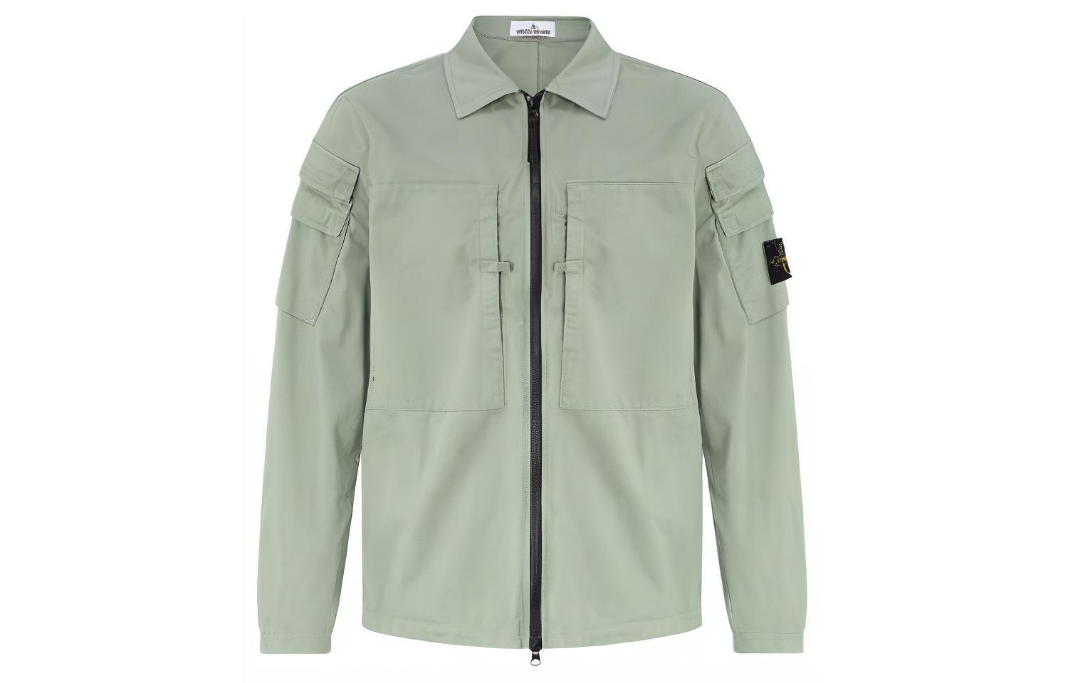 Stone Island  Green Zip-Up Collared Long Sleeve Jacket 791510610-V0055