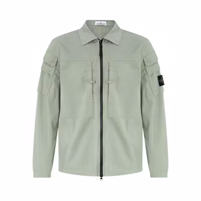 Stone Island Green Zip-Up Collared Long Sleeve Jacket 791510610-V0055