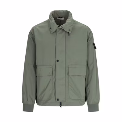 STONE ISLAND Green Zip-Up Jacket with Badge Logo Long Sleeve 801541626-V0059
