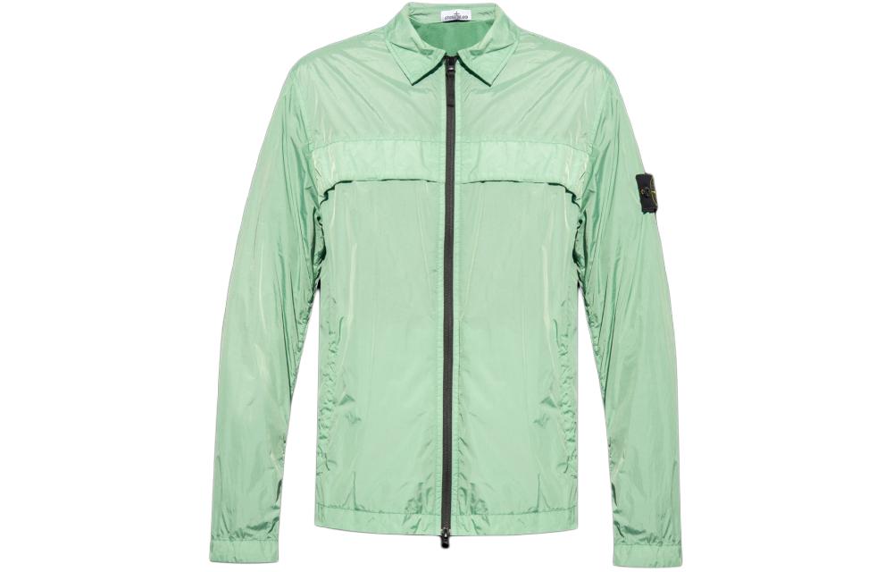STONE ISLAND  Green Zip-Up Long Sleeve Jacket with Pockets 801510522-V0052