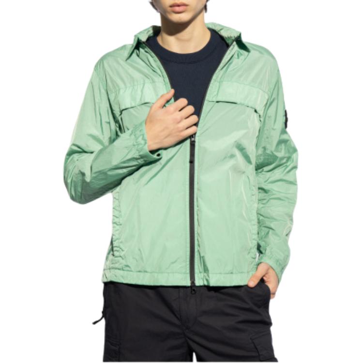 STONE ISLAND  Green Zip-Up Long Sleeve Jacket with Pockets 801510522-V0052 圖 4