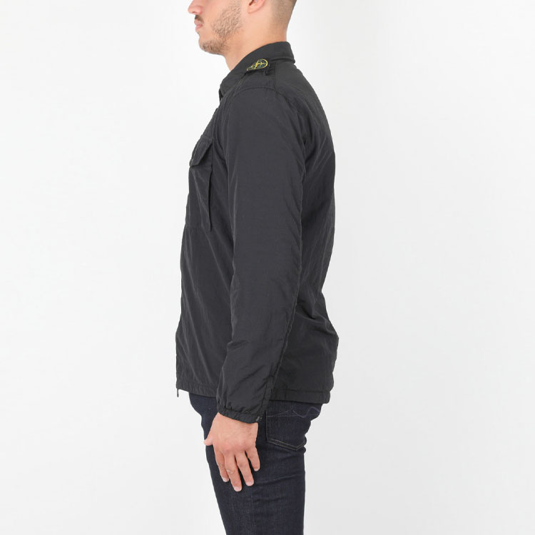 Stone Island  Grey Black Zip Jacket with Shoulder Badge and Shirt Collar. 731511303-V0065 圖 5