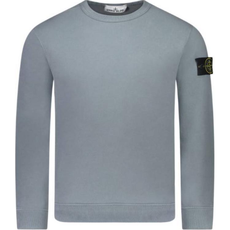 STONE ISLAND  Grey Crewneck Long Sleeve Sweatshirt Pullover 811562420-V0066
