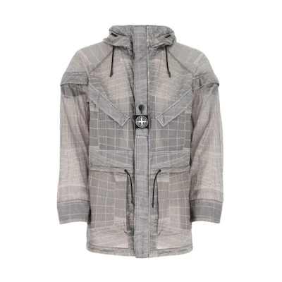 Stone Island Grey Grid Nylon Jacket 741542999-V0063