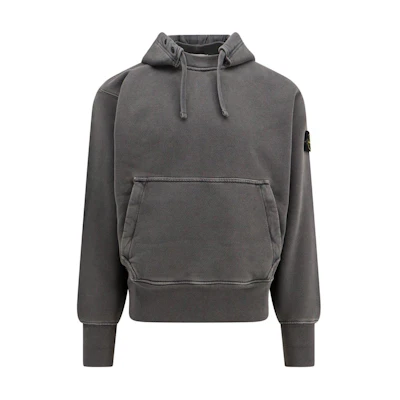 STONE ISLAND Grey Hoodie with Solid Color and Embroidered Logo. 791566455-V0162