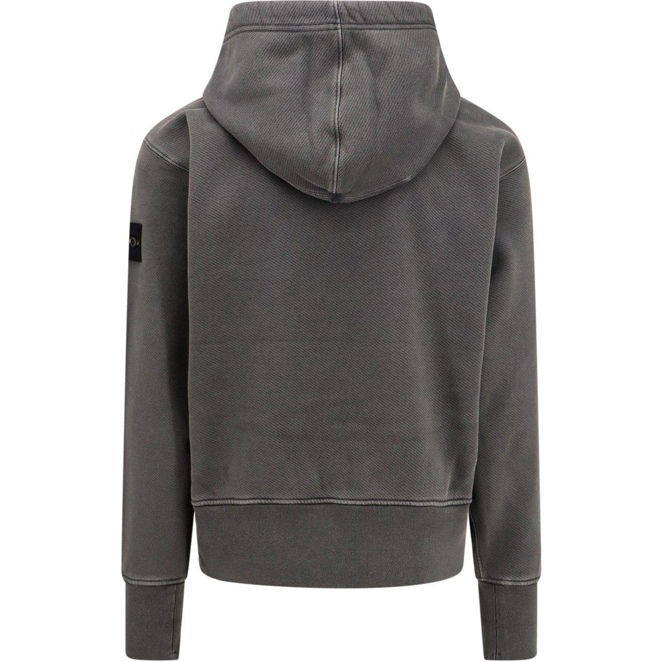STONE ISLAND  Grey Hoodie with Solid Color and Embroidered Logo. 791566455-V0162 圖 3