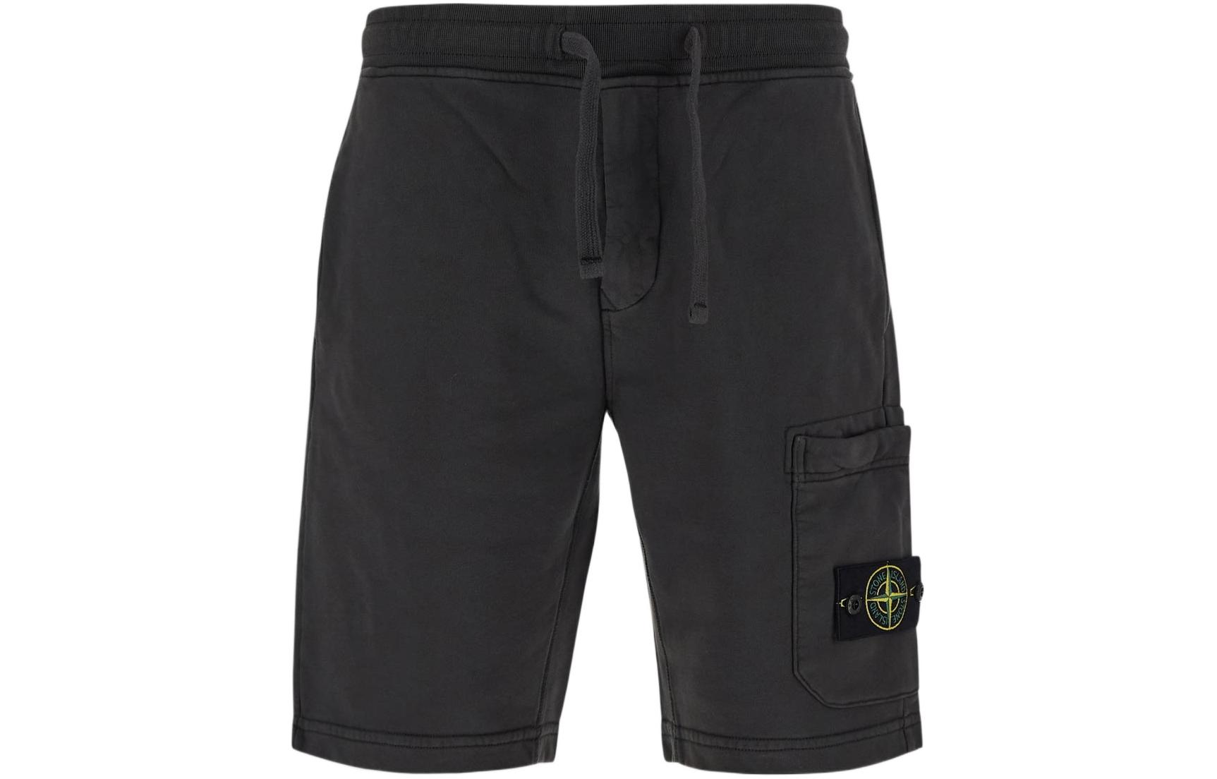 STONE ISLAND  Grey Logo Patch Elastic Waist Casual Shorts. 801564651-V0065