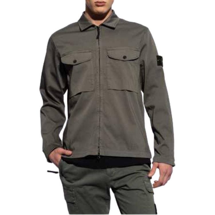 Stone Island  Grey Logo Patch Zip-Up Long Sleeve Jacket 801510812-V0059 圖 4