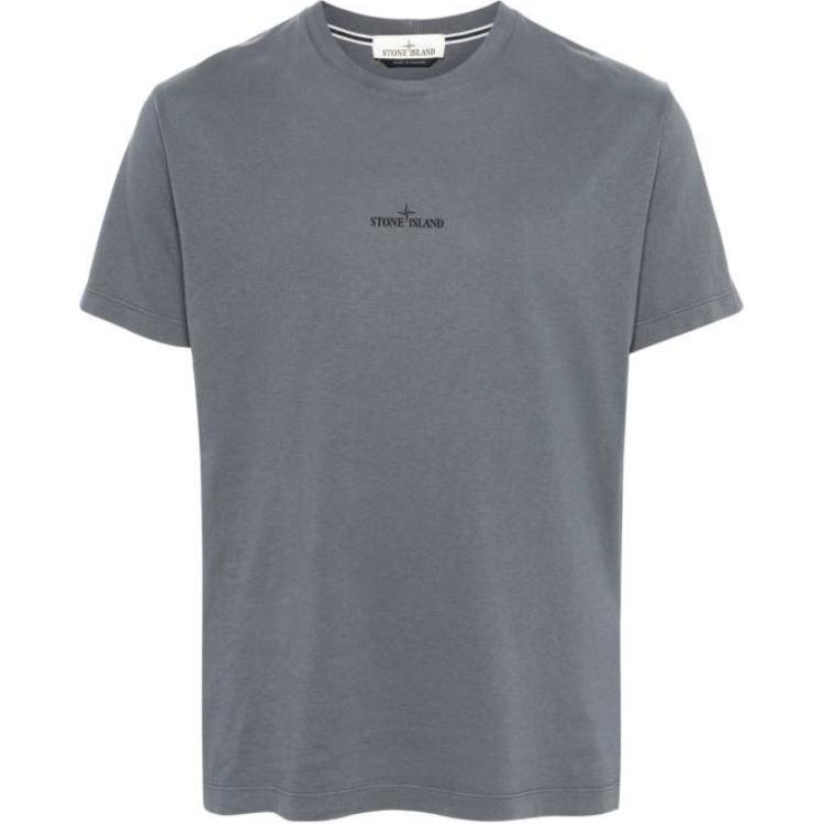 STONE ISLAND  Grey Logo Print Crewneck T-Shirt. POIZON240715978