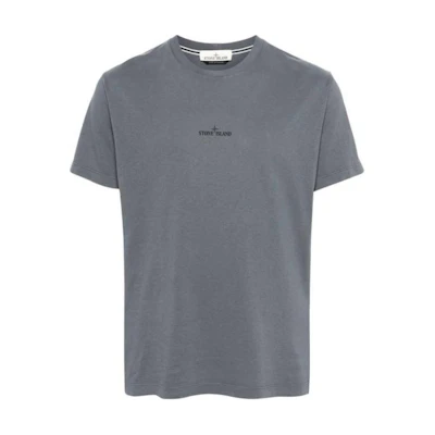 STONE ISLAND Grey Logo Print Crewneck T-Shirt. POIZON240715978