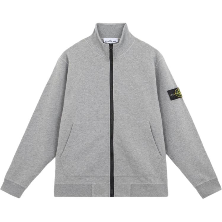 STONE ISLAND  Grey Logo Stand Collar Zip-Up Jacket 811564351-A0M64