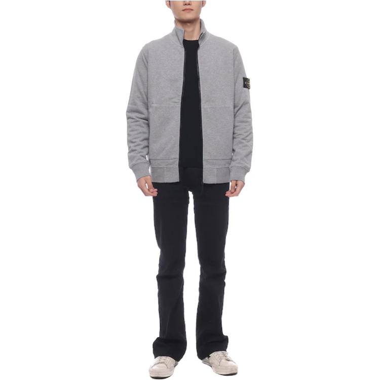 Details for 스톤아일랜드 그레이 로고 스탠드 카라 집업 재킷 811564351-A0M64