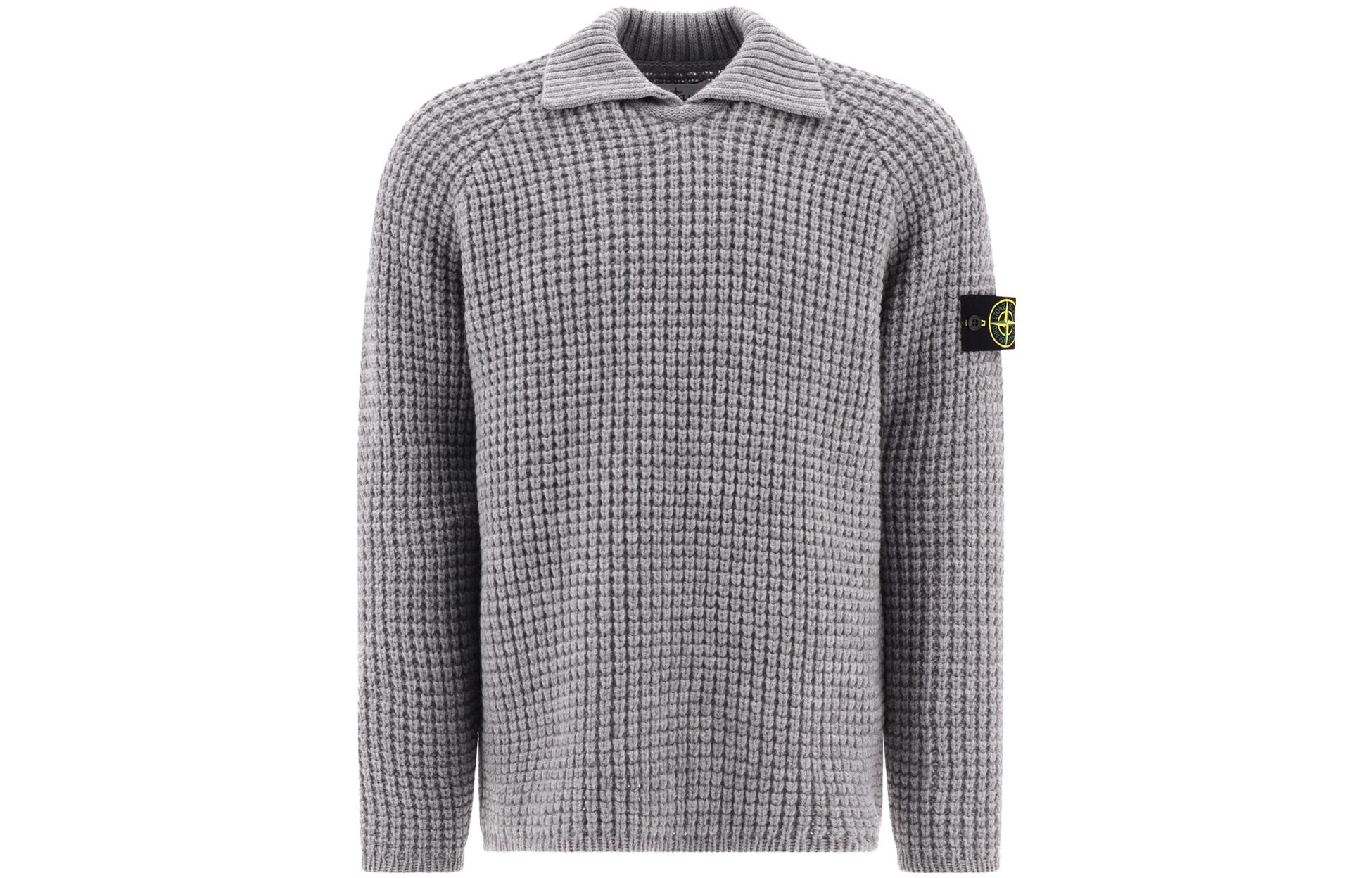STONE ISLAND  Grey Loose-Fit Long-Sleeve Sweater with Logo. 7915536D5-V0M64