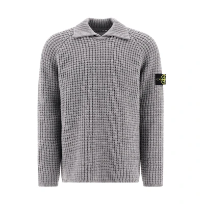STONE ISLAND Grey Loose-Fit Long-Sleeve Sweater with Logo. 7915536D5-V0M64