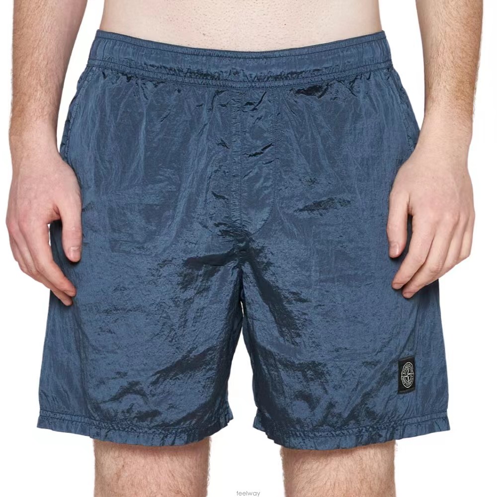 Stone Island  Grey Nylon Shorts with Logo - Casual Elastic Straight Fit 1015B0943-V0024 圖 3