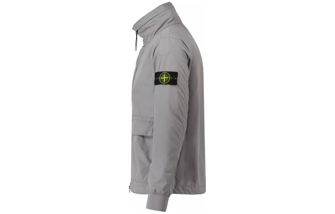 STONE ISLAND  Grey Solid Zip-Up Stand Collar Jacket 801541626-V0092 圖 4