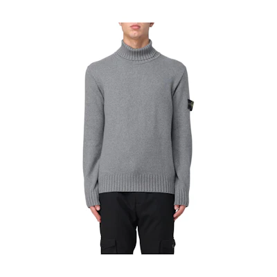 STONE ISLAND High-Neck Logo Print Long Sleeve Sweater - Grey 7915505A2-V0M64