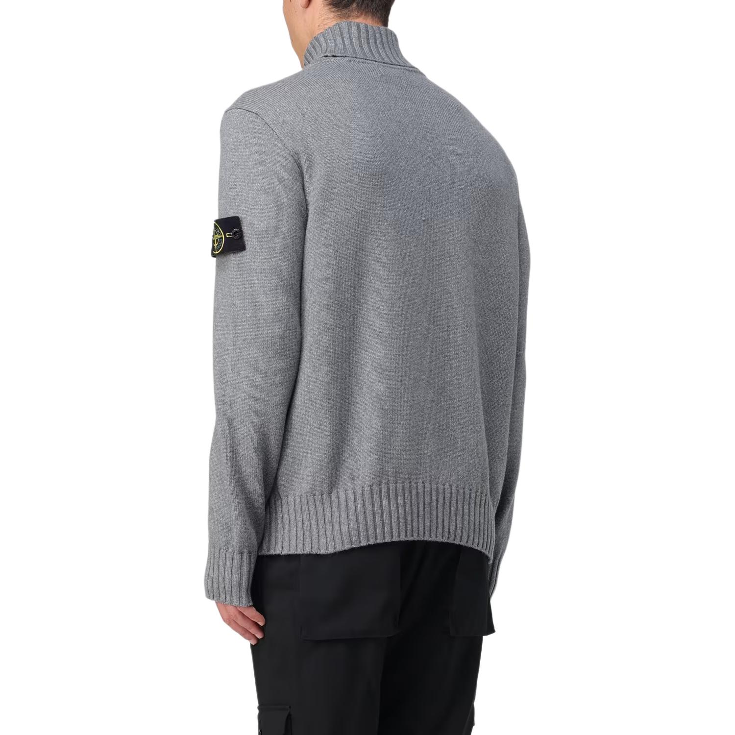 STONE ISLAND  High-Neck Logo Print Long Sleeve Sweater - Grey 7915505A2-V0M64 圖 4