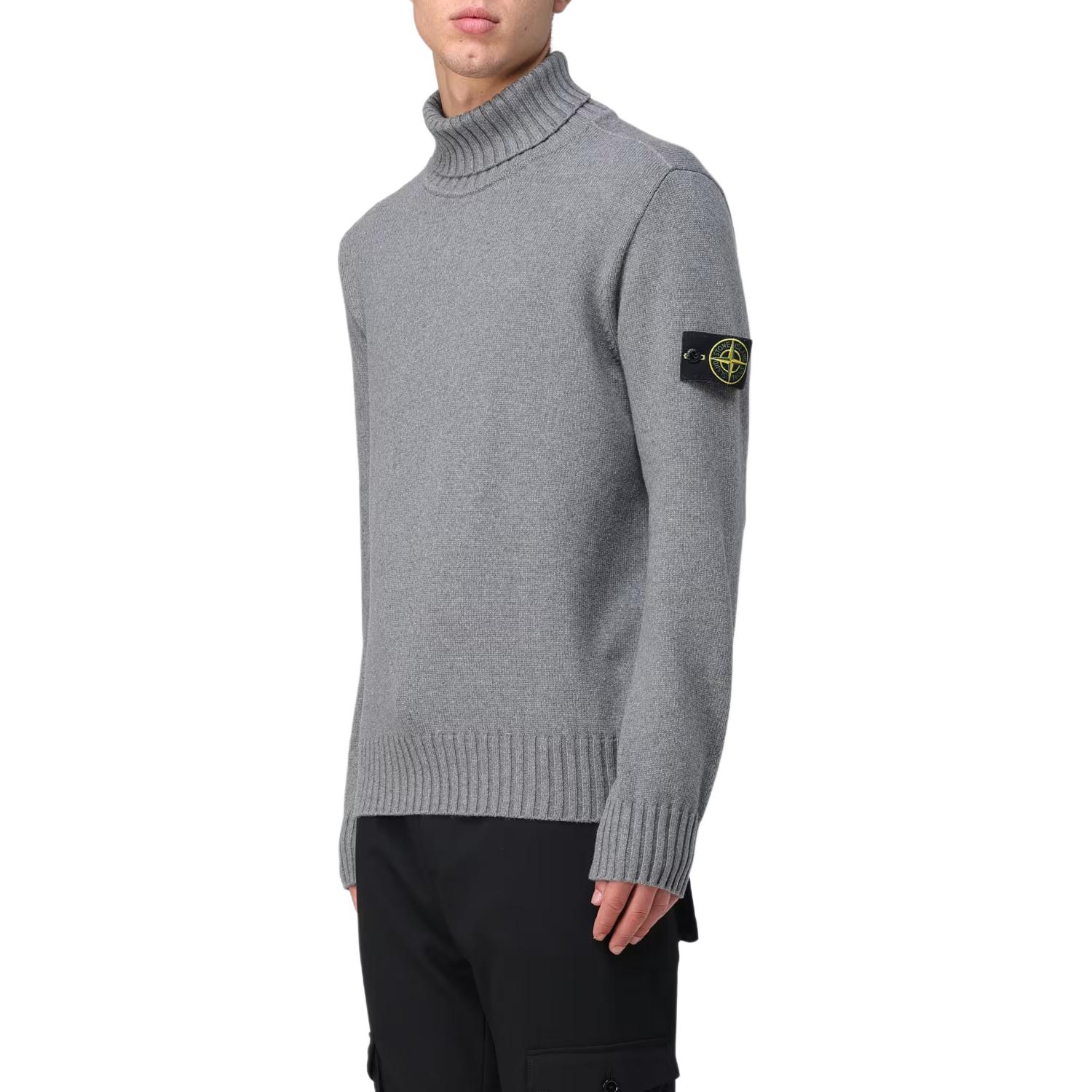 STONE ISLAND  High-Neck Logo Print Long Sleeve Sweater - Grey 7915505A2-V0M64 圖 5