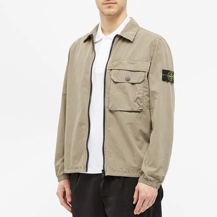 Stone Island  Khaki Classic Fit Cotton Dyed Jacket with Zipper Pockets 7315107WN-V0168 圖 4