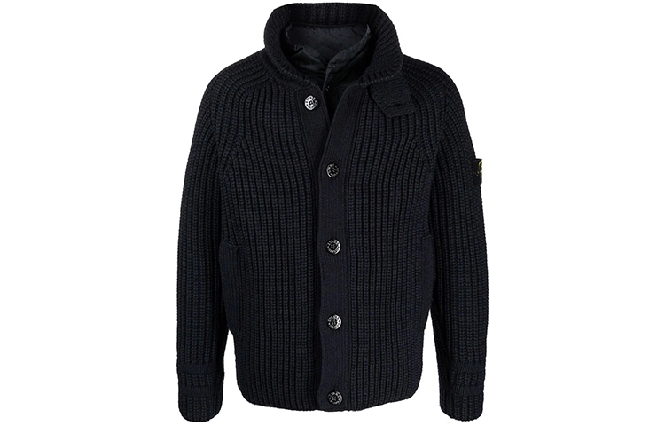 Stone Island  Layered Knit Logo Zip-Up Hoodie Jacket - Blue 7515533A9-V0020 圖 2