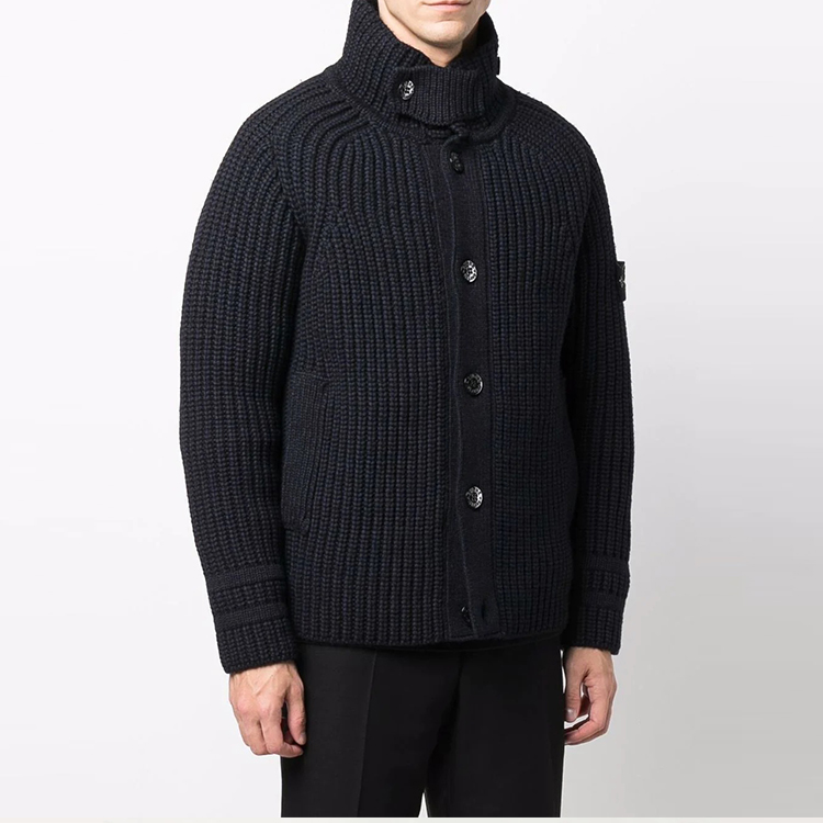 Stone Island  Layered Knit Logo Zip-Up Hoodie Jacket - Blue 7515533A9-V0020 圖 5