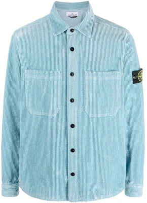 Stone Island Light Blue Long-Sleeve Shirt with Logo Patch and Button-Up Design 791511311-V0041 Order Stone Island Light Blue Long-Sleeve Shirt with Logo Patch and Button-Up Design 791511311-V0041