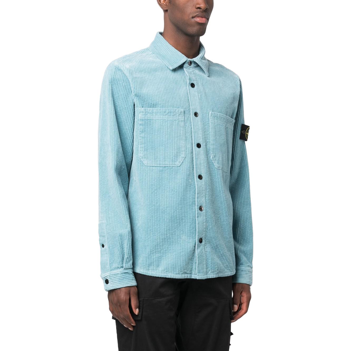 Purchase Stone Island  Light Blue Long-Sleeve Shirt with Logo Patch and Button-Up Design 791511311-V0041
