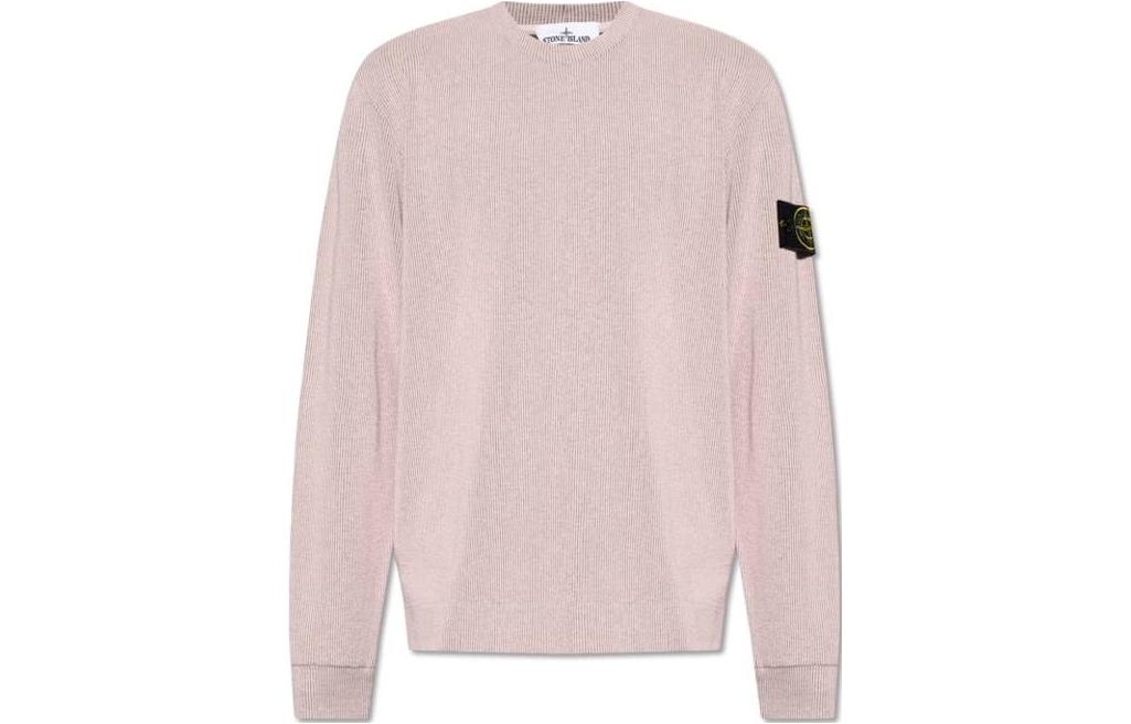 Stone Island  Light Purple Ribbed Crewneck Knit Sweater Long Sleeve 801562656-V0080