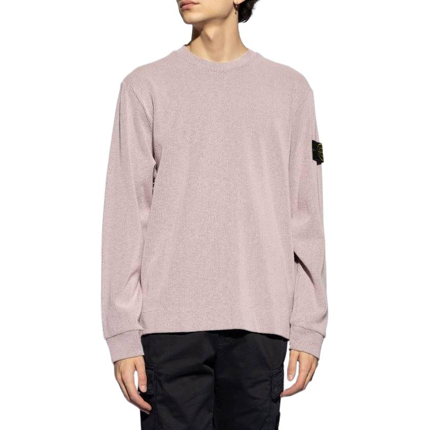 Stone Island  Light Purple Ribbed Crewneck Knit Sweater Long Sleeve 801562656-V0080 圖 3