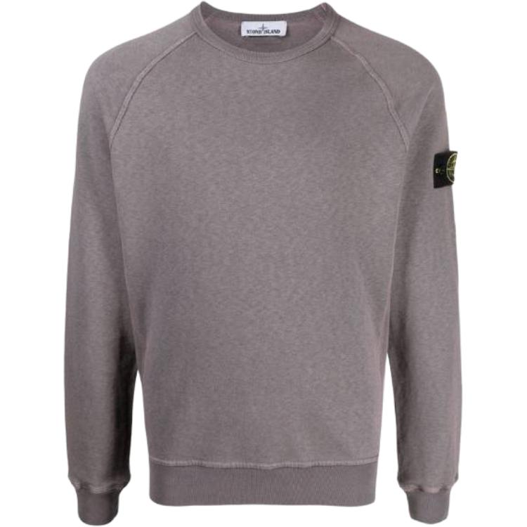 STONE ISLAND  Logo Crewneck Long Sleeve Sweatshirt Grey 741566060-V0163