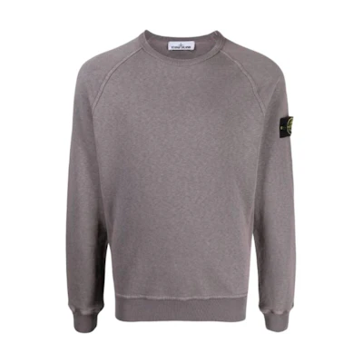 STONE ISLAND Logo Crewneck Long Sleeve Sweatshirt Grey 741566060-V0163