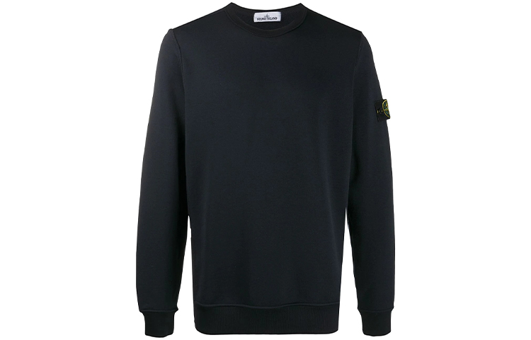 STONE ISLAND  Logo Crewneck Pullover Sweatshirt Black 731565247-V0029