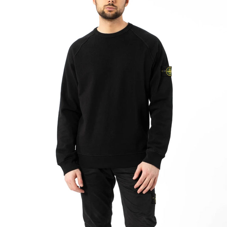 STONE ISLAND  Logo Crewneck Pullover Sweatshirt Black 741566060-V0029 圖 4
