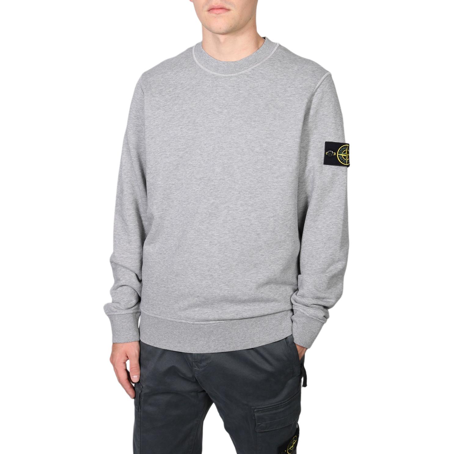 STONE ISLAND  Logo Crewneck Sweatshirt Light Grey. 791563051-V0M64 圖 3
