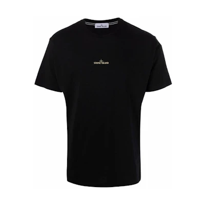 STONE ISLAND Logo Crewneck T-Shirt Black Short Sleeve. 75152NS83-V0029