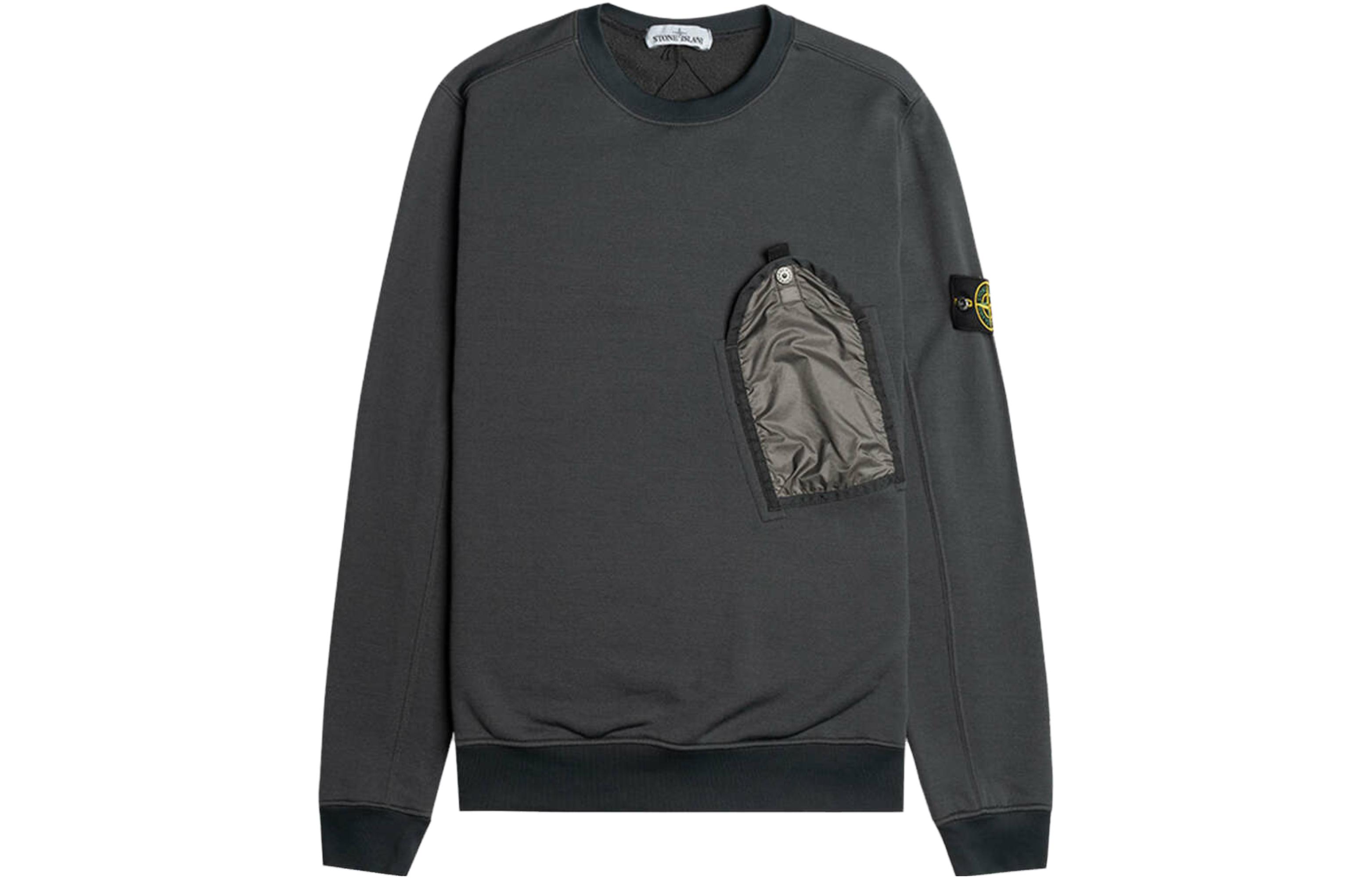 STONE ISLAND  Logo Patch Crewneck Sweatshirt Smoke Gray Mix. 711564046-V0067