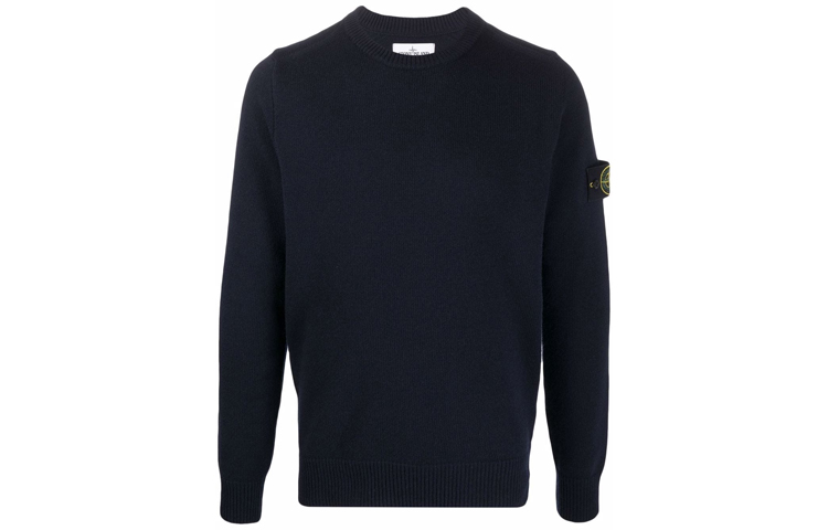 STONE ISLAND  Logo Patch Wool Sweater Navy Blue 7515535A3-V0020