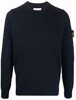 STONE ISLAND Logo Patch Wool Sweater Navy Blue 7515535A3-V0020 STONE ISLAND Logo Patch Wool Sweater Navy Blue 7515535A3-V0020