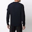 Shop STONE ISLAND 徽標補丁羊毛毛衣 深藍色 7515535A3-V0020