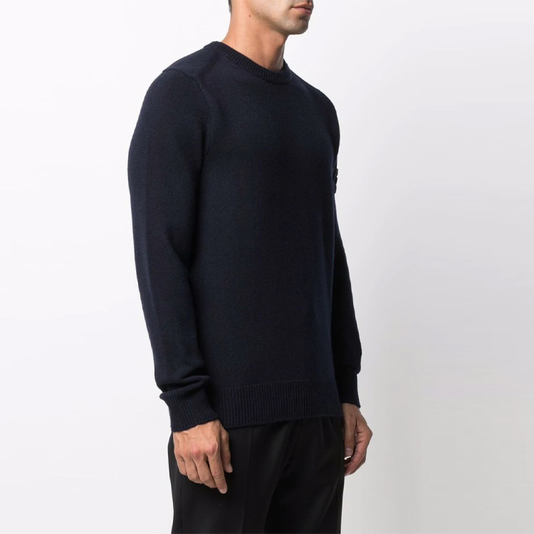 Purchase STONE ISLAND 徽標補丁羊毛毛衣 深藍色 7515535A3-V0020