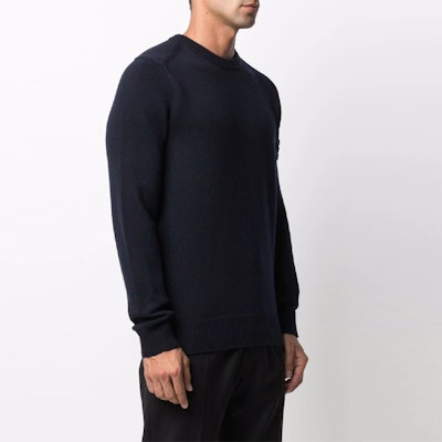 STONE ISLAND 徽標補丁羊毛毛衣 深藍色 7515535A3-V0020 Purchase STONE ISLAND 徽標補丁羊毛毛衣 深藍色 7515535A3-V0020