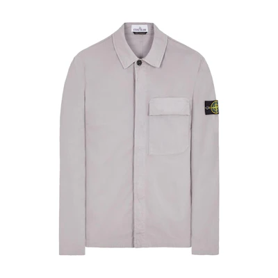 Stone Island Logo Print Collared Long Sleeve Jacket Dust Grey 801510710-V0064