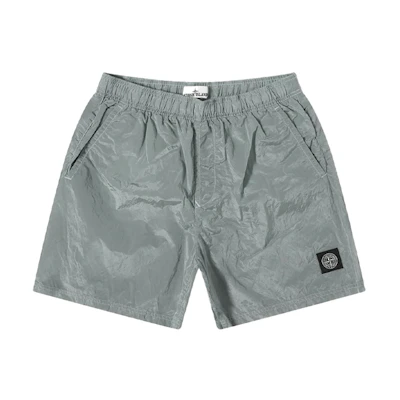 Stone Island Metallic Nylon Shorts Grey Blue 7615b0943-v0044