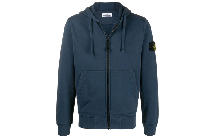 Stone Island  Navy Blue Cotton Zip Hoodie Jacket 721564251-V0020