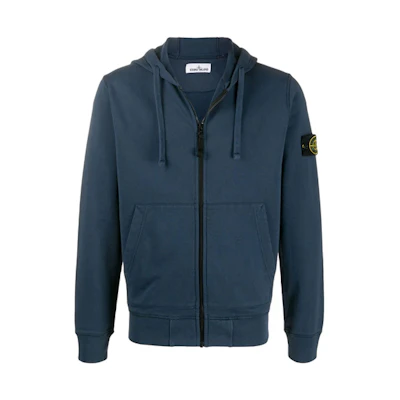 Stone Island Navy Blue Cotton Zip Hoodie Jacket 721564251-V0020