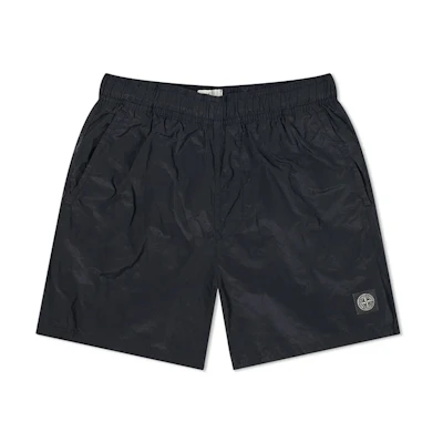Stone Island Navy Blue Nylon Logo Casual Shorts. 7415B0943-V0020