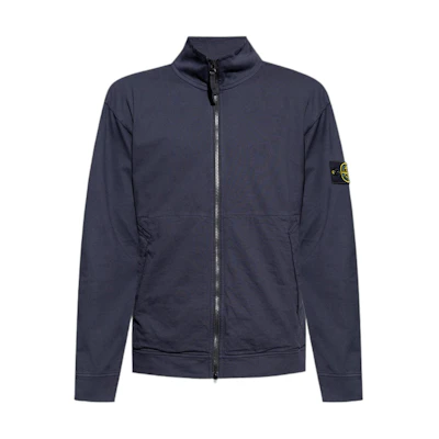 Stone Island Navy Blue Slim Fit Zipper Stand Collar Sweatshirt. 791562050-V0020